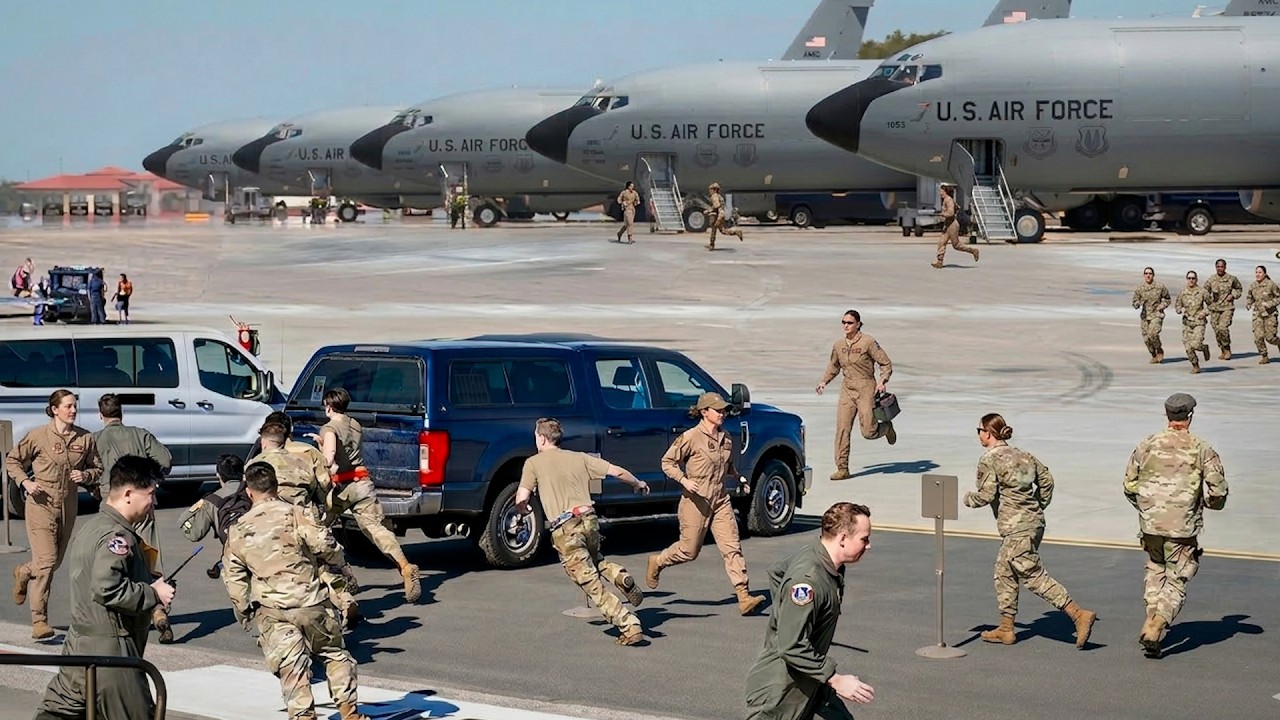 Air Force Alert Scramble! KC-135 Stratotanker Crew Rushes for a Rapid Emergency Takeoff