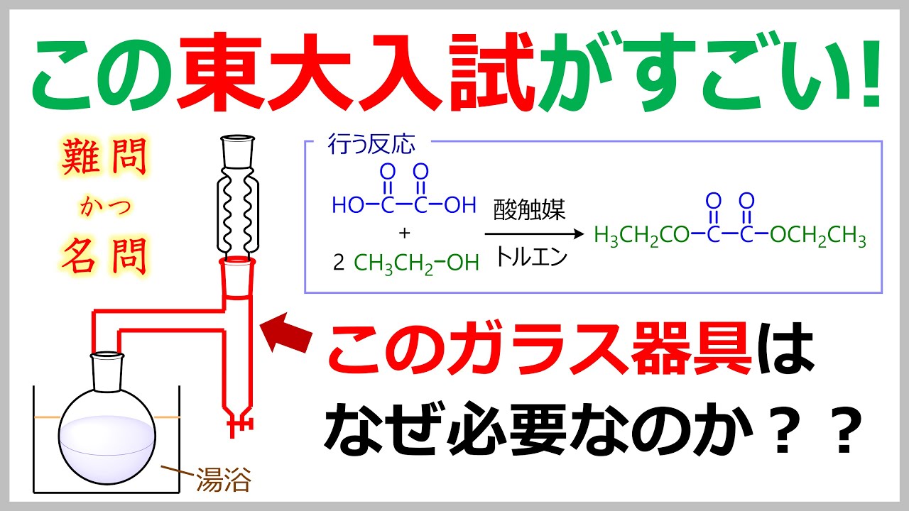 【東大入試2024】ガラス器具で反応が成功するかが決まるのはなぜ？
