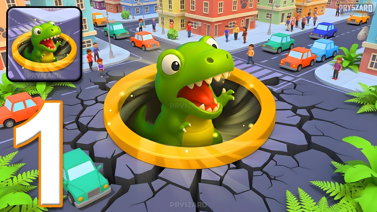 Dino Hole: Eat Em All - Gameplay Walkthrough Part 1 - Dino Hole io Tournament (iOS, Android)