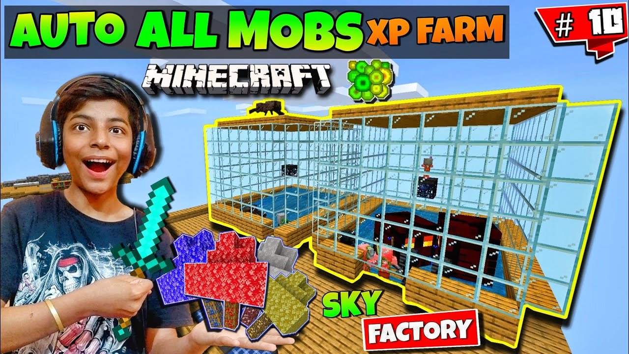SKYFACTORY #10 | FINALLY MAKING AN AUTO ALL MOB XP FARM | MCPE BEDROCK | HINDI