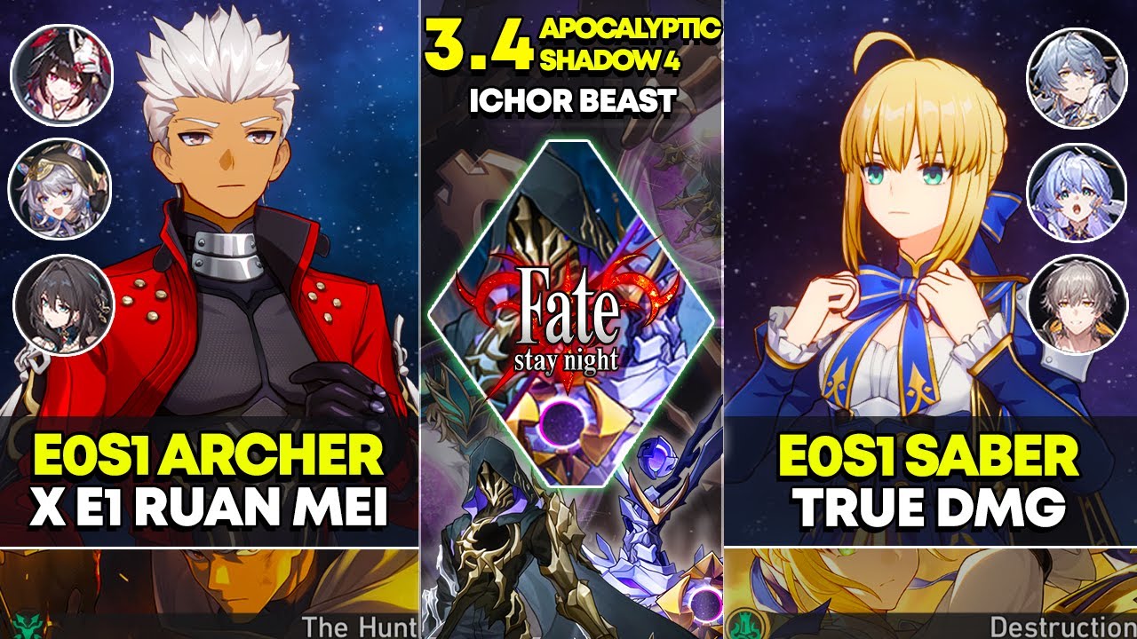 E0S1 Archer x Ruan Mei & E0S1 Saber True DMG | Apocalyptic Shadow 4 | Honkai Star Rail 3.4