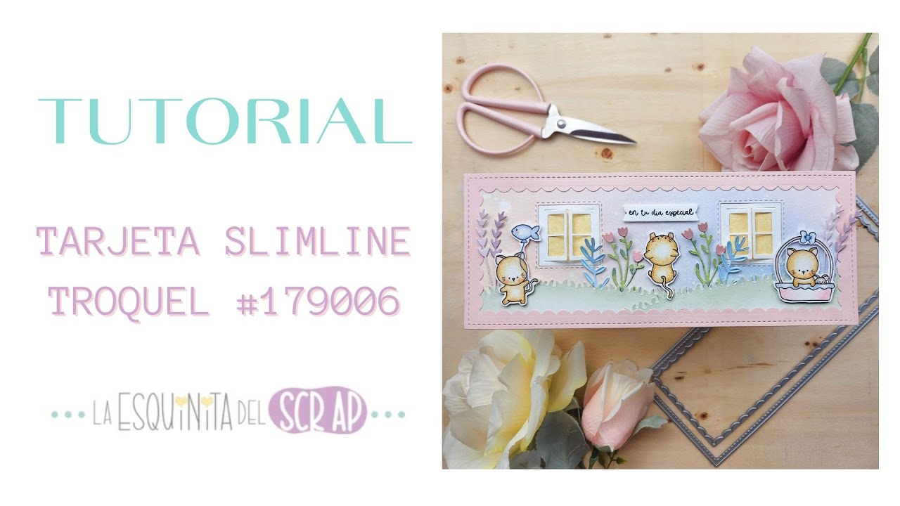 Tarjeta Slimline decorada con sellos digitales! 💖🥰 tutorial Scrapbook!