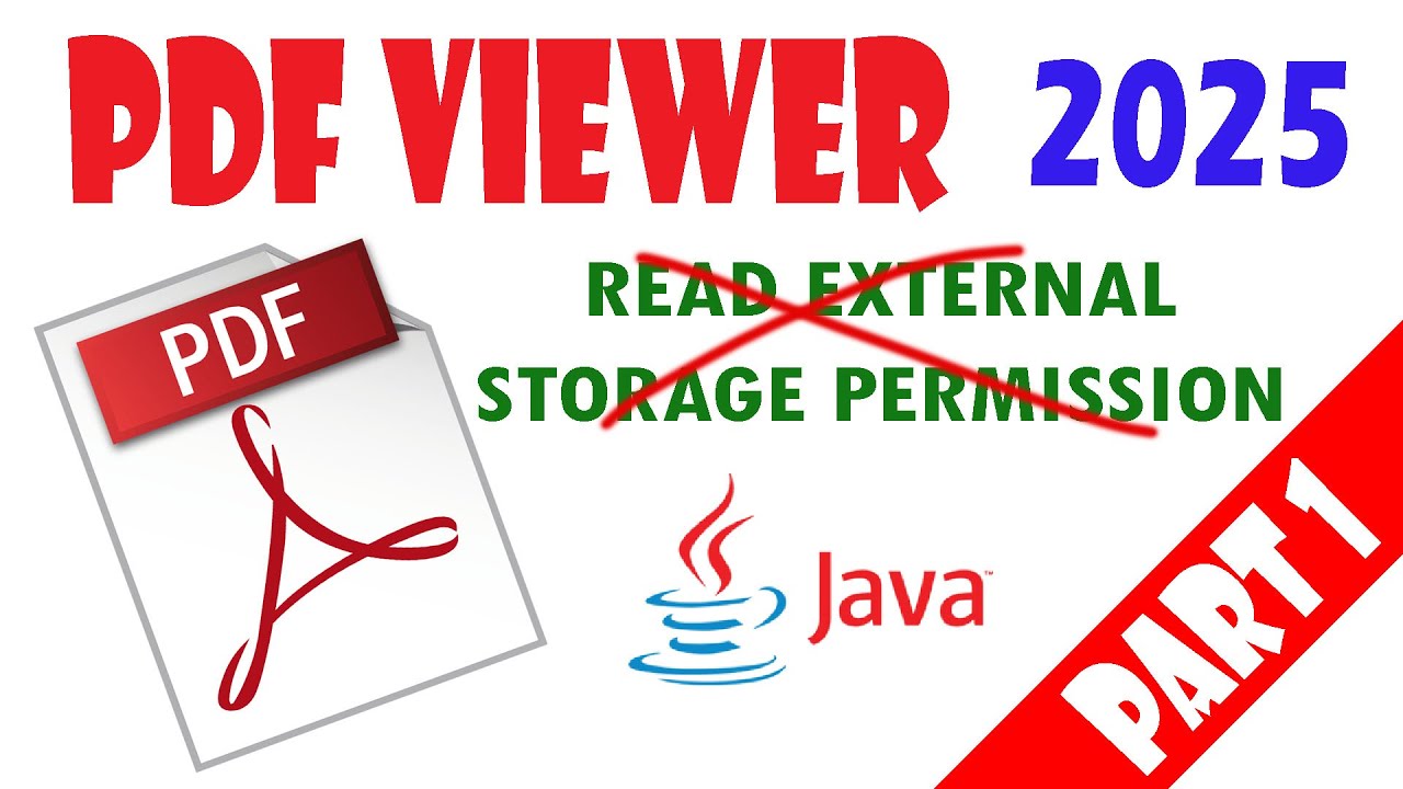 PDF Viewer, Part-1, Android Studio Java 2025, No User Permission Needed for Read External Storage