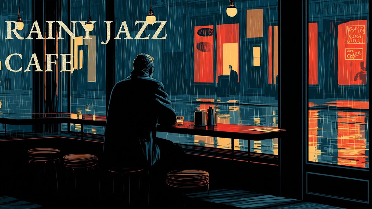 Rainy Jazz Cafe ☕ Dark Noir Jazz & Slow Blues for Study, Sleep