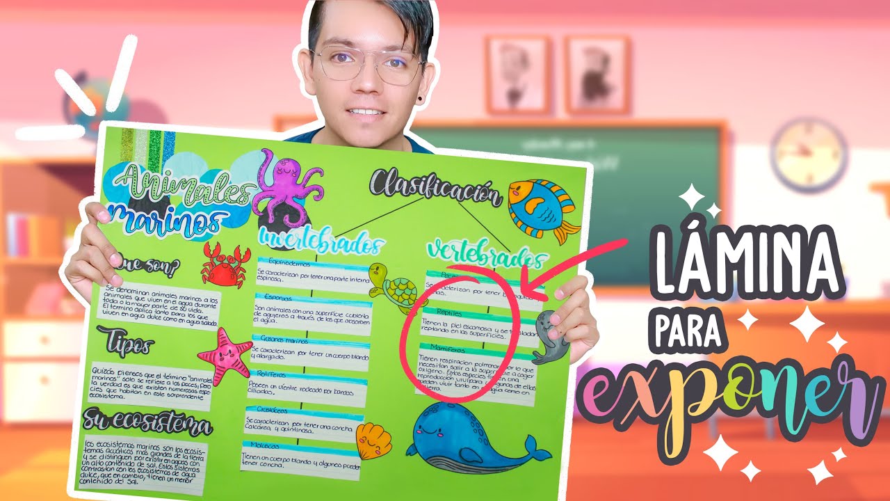 Cómo hacer una LÁMINA para EXPONER (INCLUYE DIBUJOS) - ANIMALES MARINOS