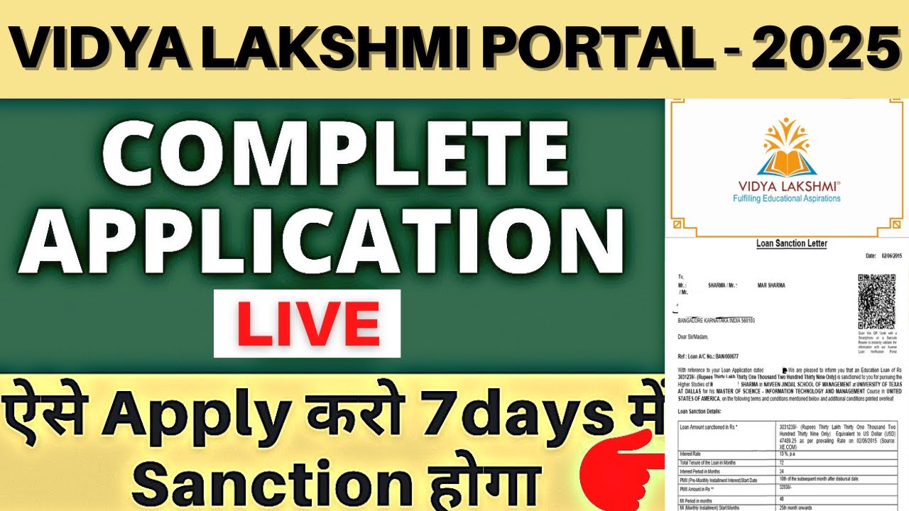 Vidya Lakshmi Education Loan Form Filling   Live   Vidya Lakshmi Education Loan Apply Online