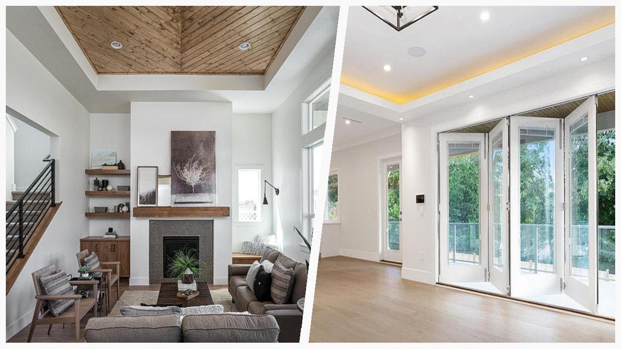 75 Brown Tray Ceiling Living Room Design Ideas You'll Love 🔴