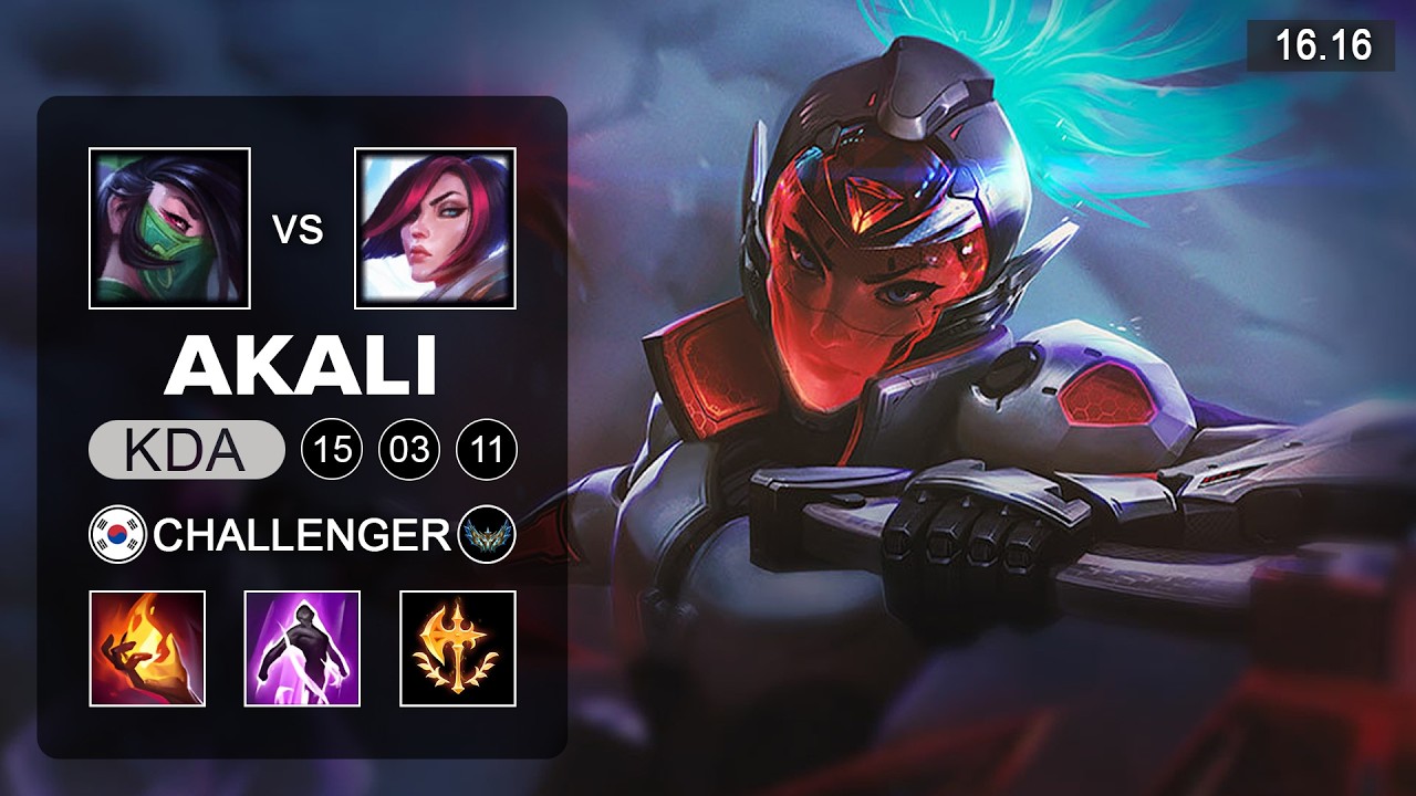 Akali vs Fiora TOp - KR Challenger - Patch 16.16 Season 16