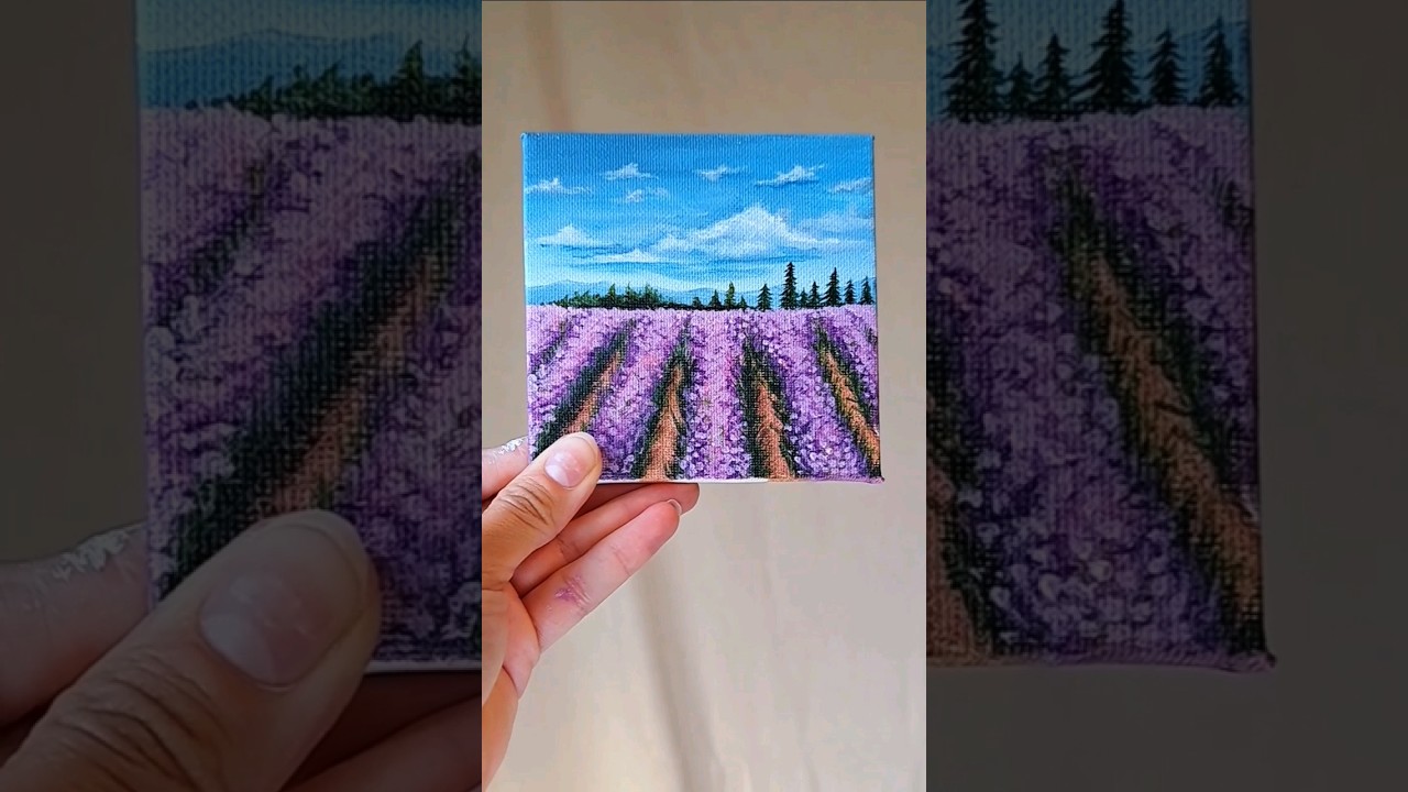 Simple lavender field💜#acrylic#painting#art#shorts