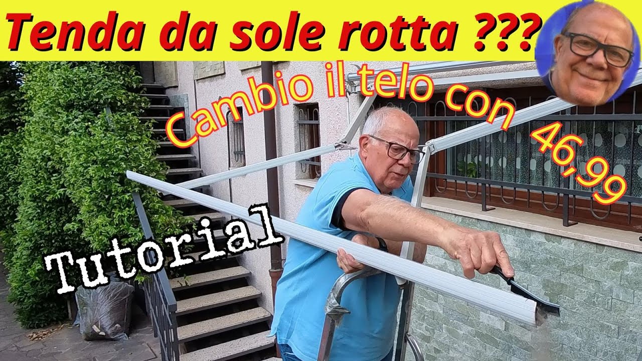Sostituisco telo tenda da sole con soli 47 euro  , FACILE e VELOCE , guida passo passo fai da te