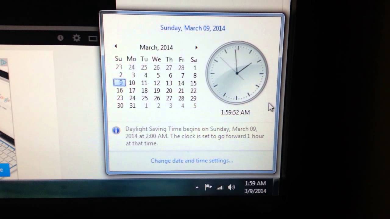 Spring Forward Daylight Saving Time Change On PC