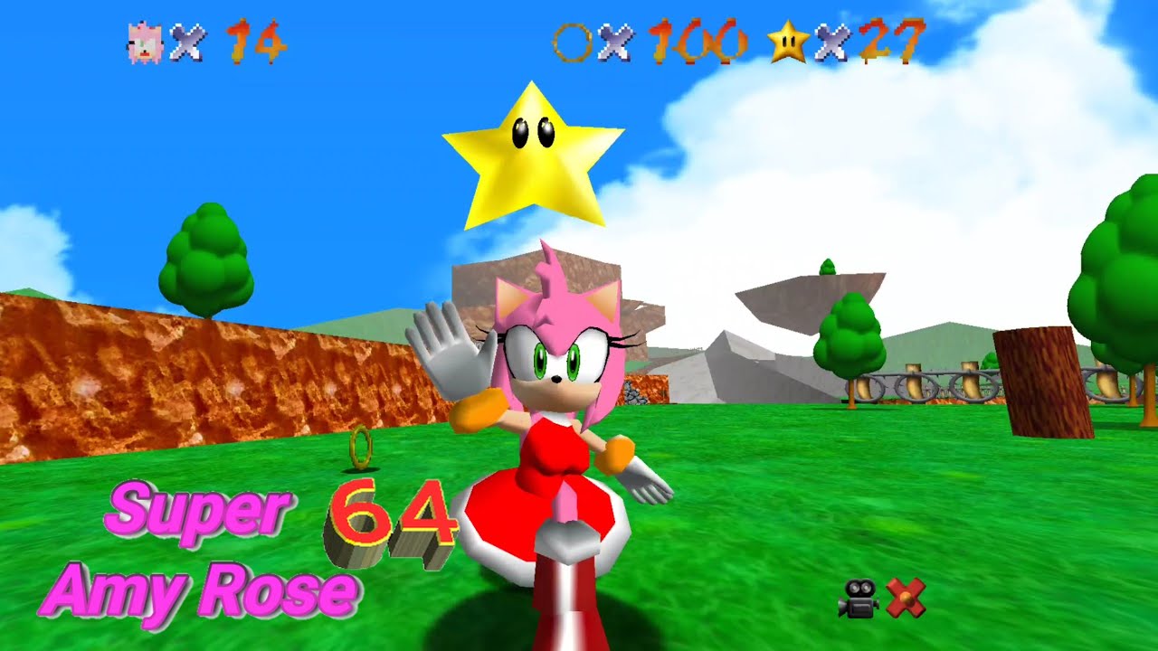 Super Amy Rose 64 WideScreen HD Textures Bowser And Extra Stars (Gameplay Android)