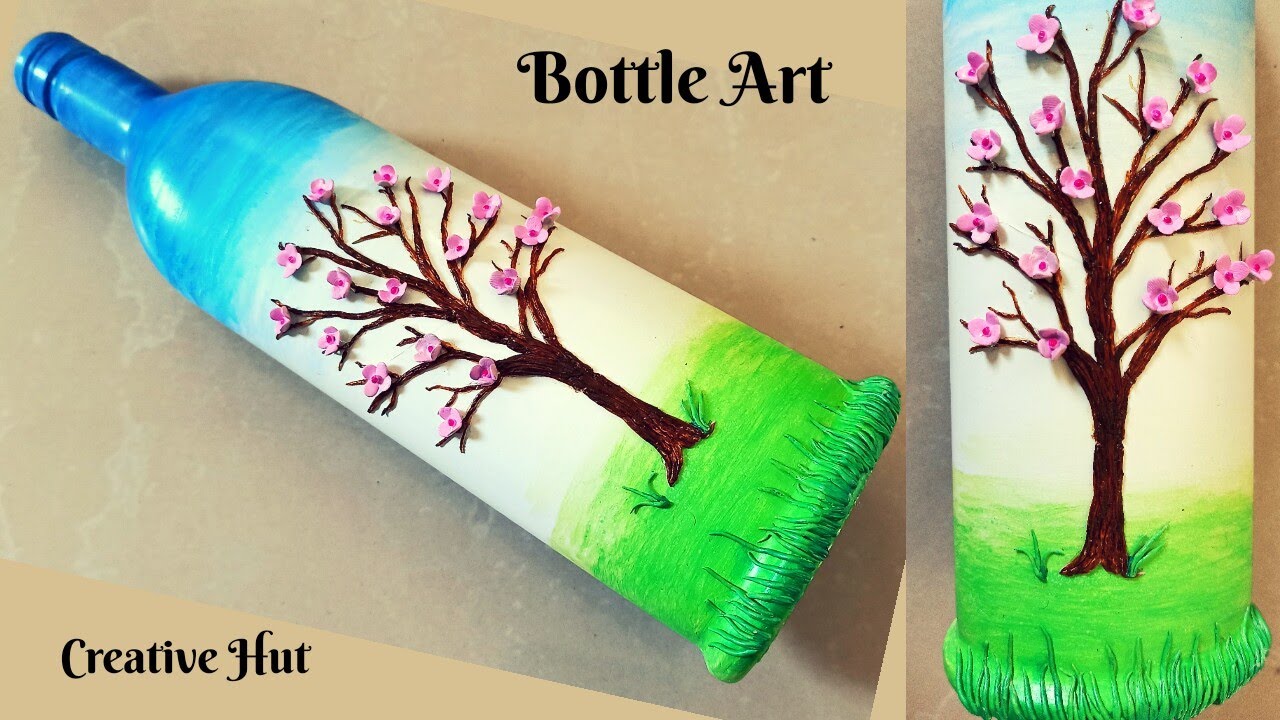 കുപ്പിയിൽ clay കൊണ്ട് മരം ഉണ്ടാക്കാം /Bottle Art Malayalam/ Creative Hut