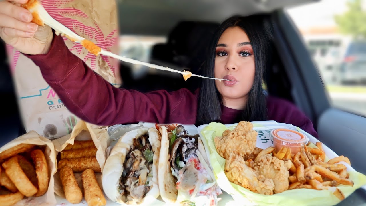 EATING PHILLY CHEESESTEAK, GYRO, KRISPY WINGS, MOZZARELLA STICKS, ONION RINGS｜MIAMI SUBS MUKBANG!