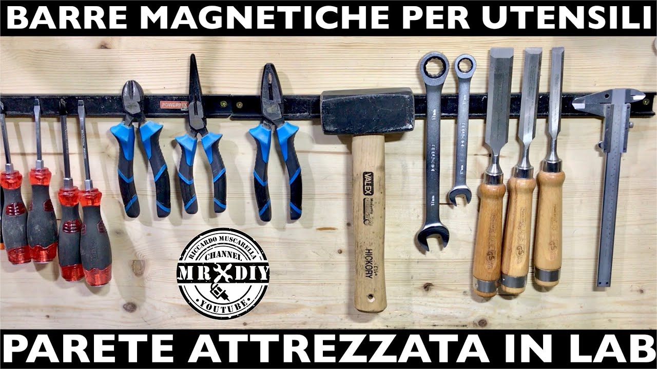 Barre magnetiche porta utensili. Come organizzare il laboratorio. Parete attrezzata. Calamita. Lidl