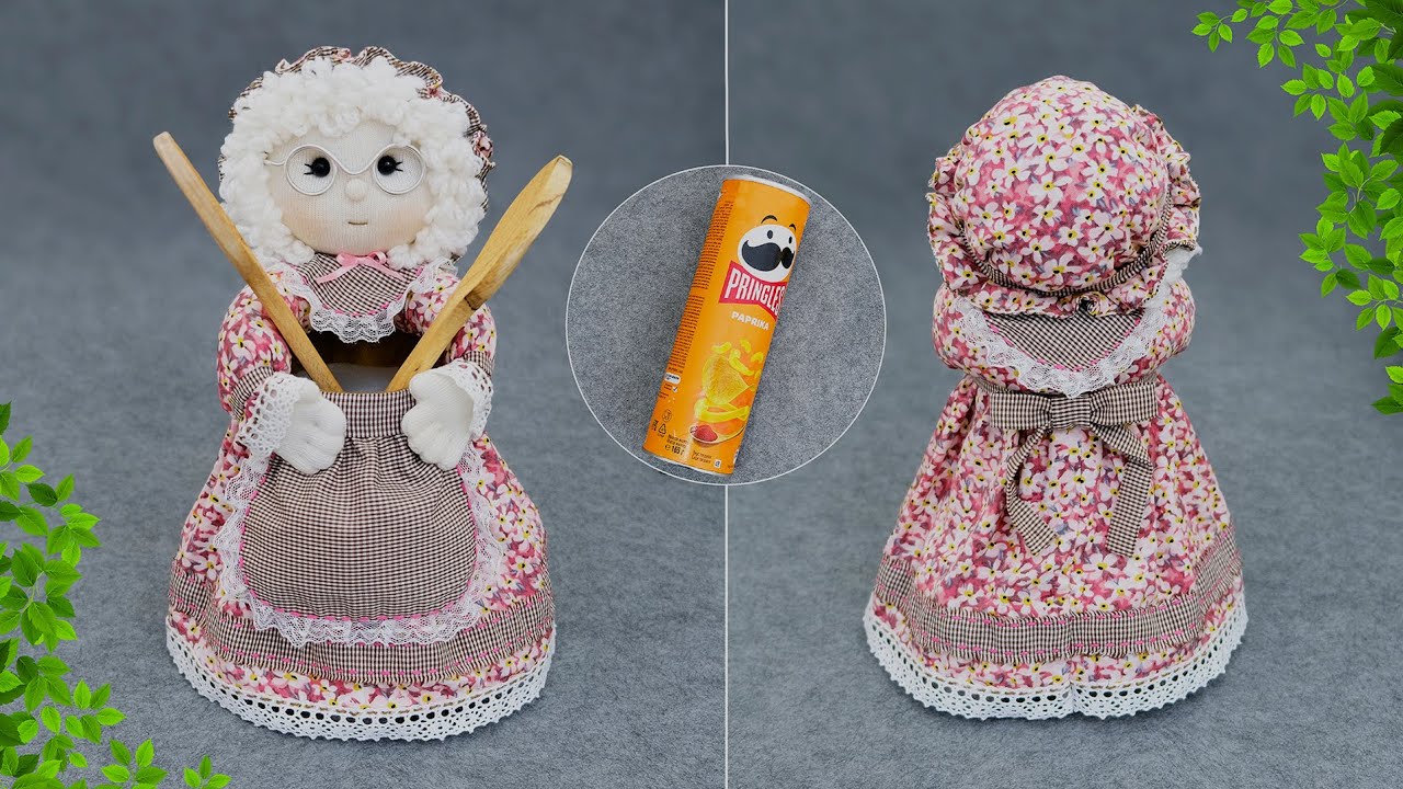 Милая Бабулечка - Ваш помощник на кухне👵🏻Без швейной машинки🧵Без выкройки🪡Из баночки от чипсов😍