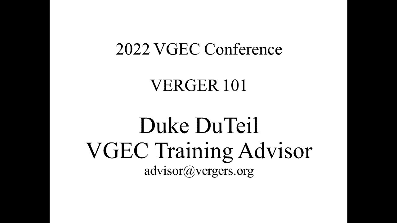Session 1  Verger 101