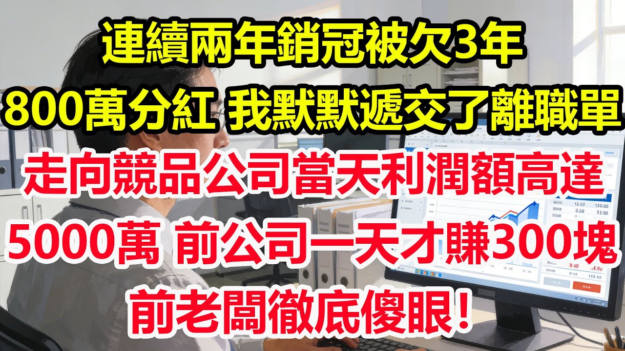 連續兩年銷冠被欠3年800萬分紅，我默默遞交了離職單，走向競品公司當天利潤額高達5000萬，前公司一天才賺300塊，前老闆徹底傻眼！#情感 #爽文 #職場 #生活 #總裁