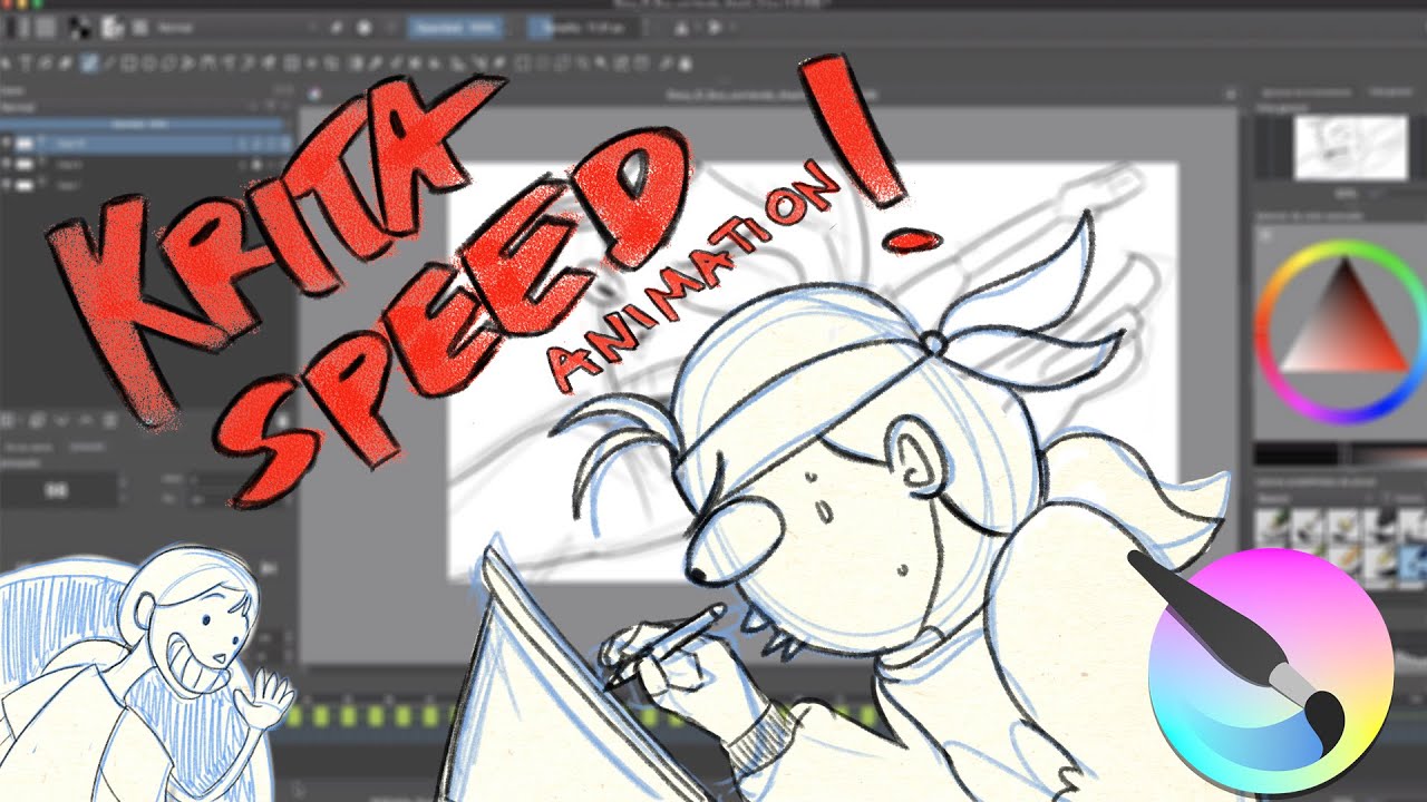 KRITA SPEED ANIMATION! Running cleaning & inbetweening
