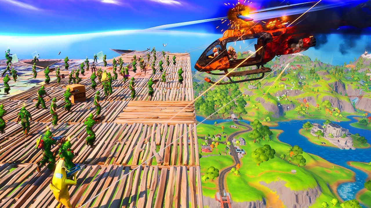 Zrobiliśmy SKYBASE w 80 OS&Oacute;B! Największy SKYBASE w FORTNITE! (I dostaliśmy bany...)