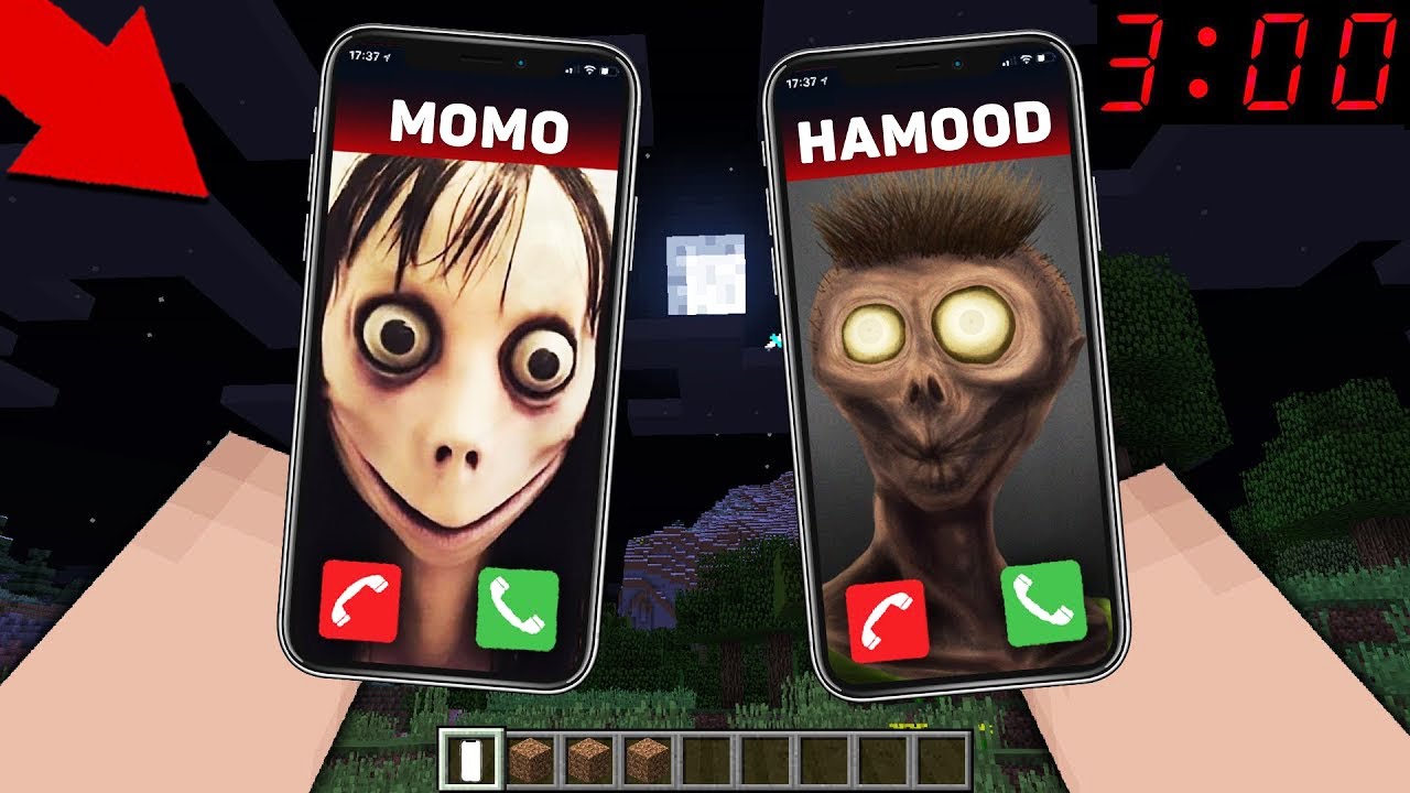CHOOSE the BEST SCARY CALL to SURVIVE in Minecraft ? Creppy MOMO CALL vs Scary Hamood Habibi CALL !