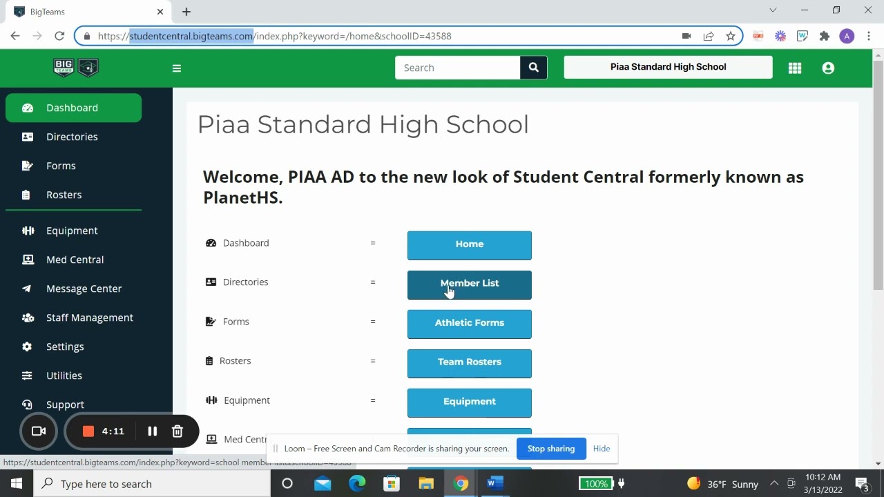 Student Central: New Layout (Mar 2022)