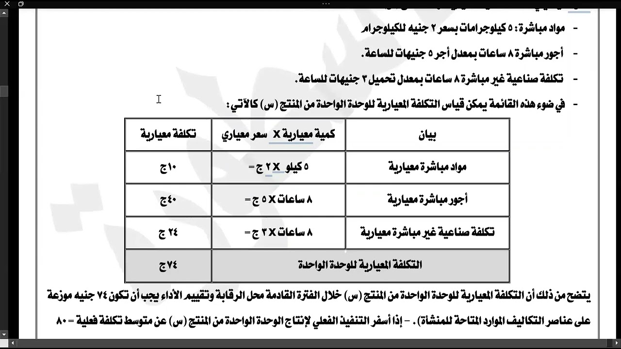 (التكاليف المعيارية) الوحدة الاولي : التكلفة المعيارية (مفهوم واهداف) الوحدة الثانية: أنواع المعايير