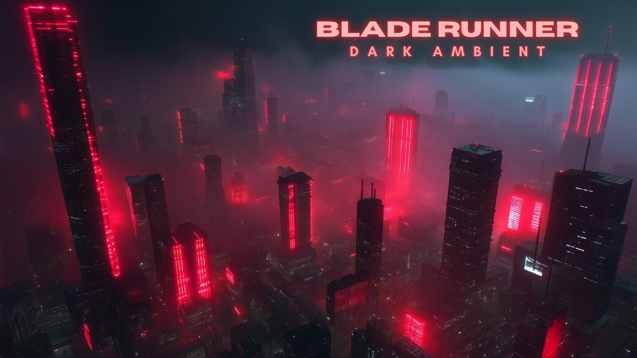 Red Neon Megacity 4K | Blade Runner Dark Music for Focus & Night work | No Rain