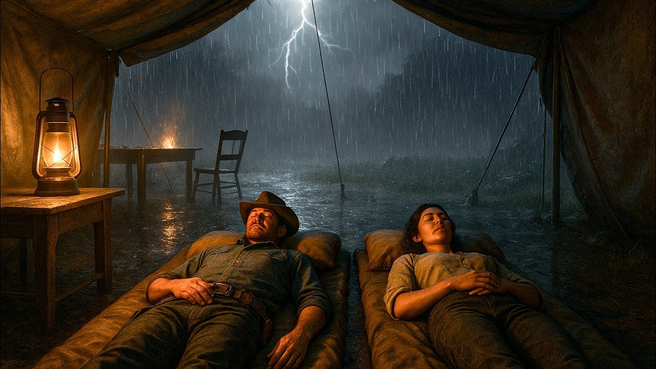 Romantic Thunderstorm Night in the Tent – John & Abigail Sleeping Cozy Together/RDR2 ASMR