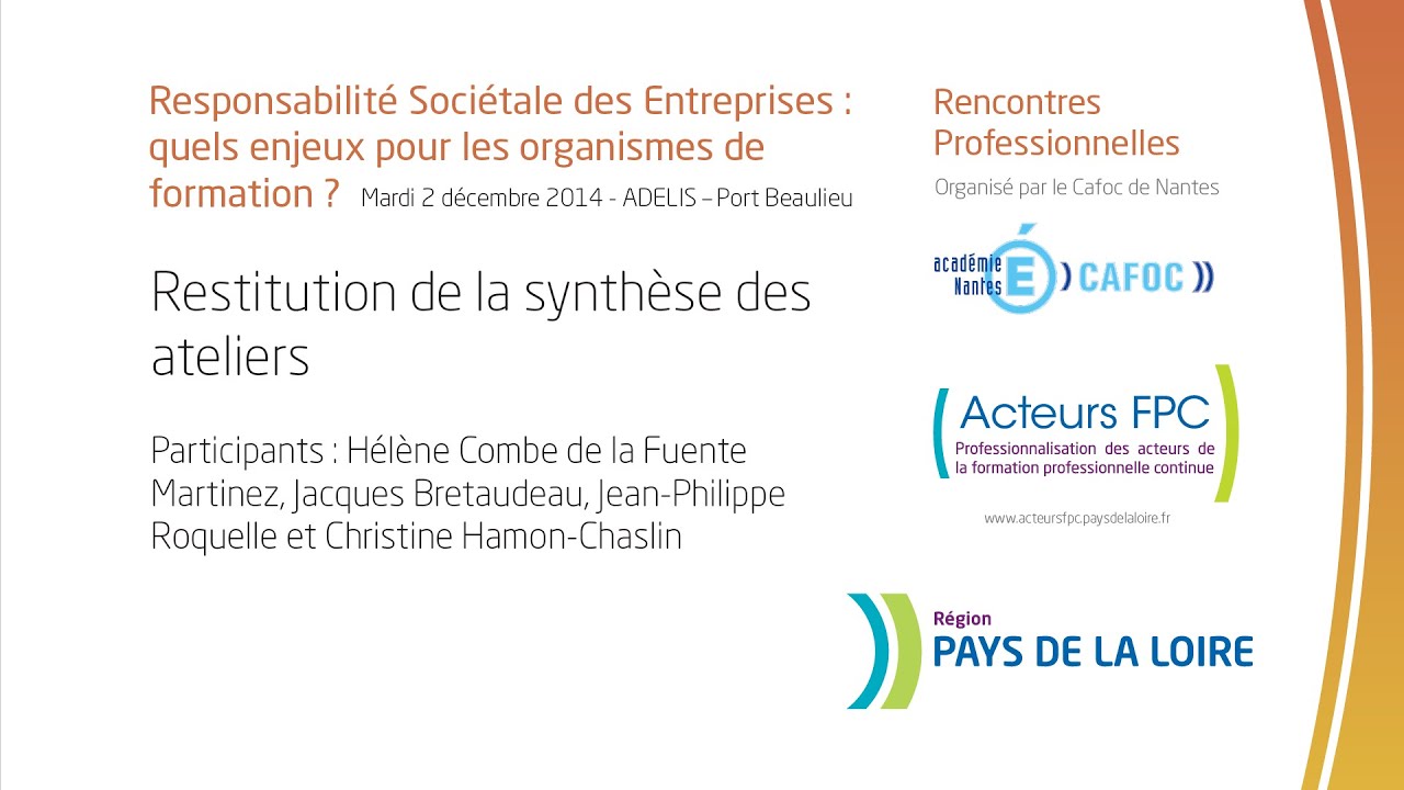 Restitution de la synth&egrave;se des ateliers - CAFOC de Nantes