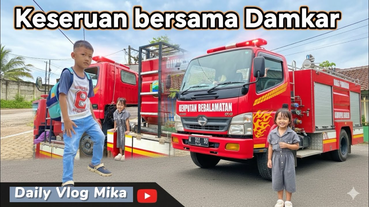 VLOG MIKAYLA KESERUAN KEGIATAN BERSAMA DAMKAR DI TK AL AZHAR  9 #vlog #family #damkar #trending  