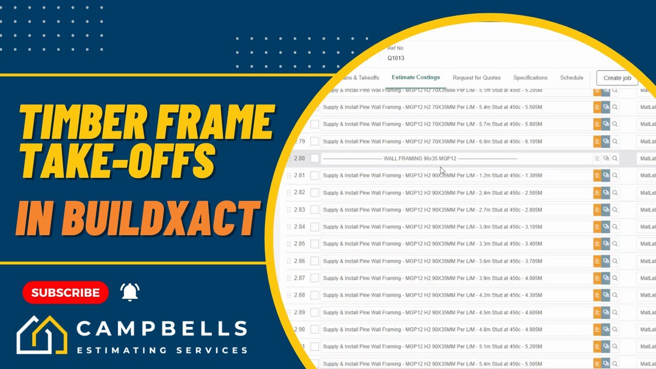 Timer Frame Take-Offs in Buildxact