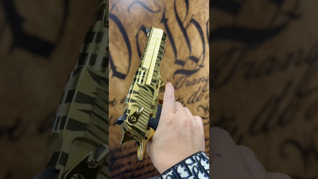 Magnum Gold Tiger Stripe Desert Eagle! #shortvideo #shortsvideo #shorts #firearms #youtubeshorts