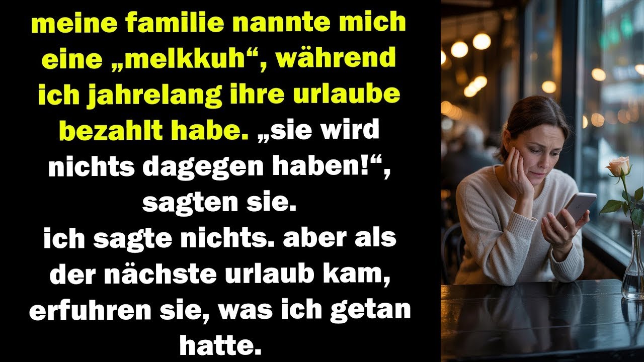 jahrelang zahlte ich ihre urlaube, dann nannten sie mich „melkkuh“ – beim nächsten mal änderte sic
