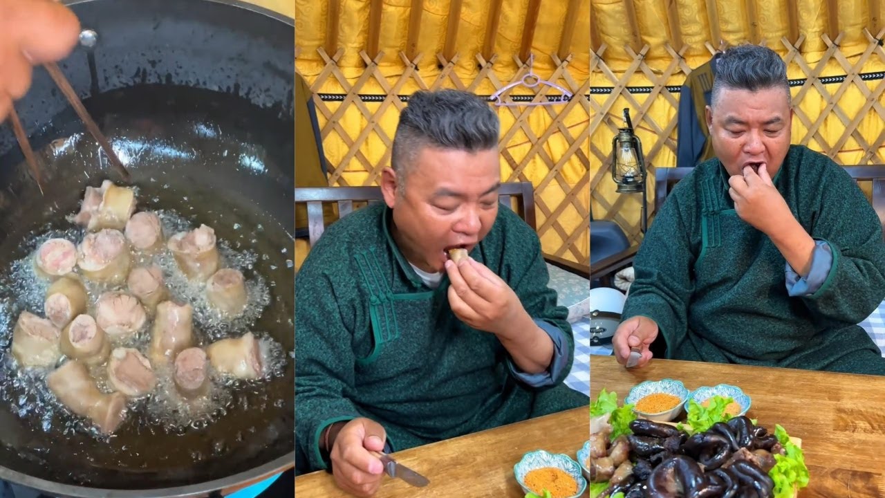 草原美食，蒙古人的特色，羊血肠，肉肠【巴哥】 #food #delicious #eat