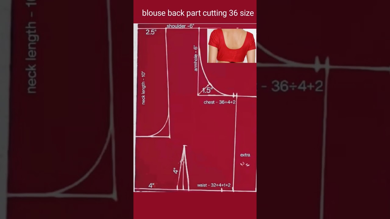 36 size back part blouse drafting #blouse cutting #fashion #shorts vdo #shrot #Pinki Arohi creation