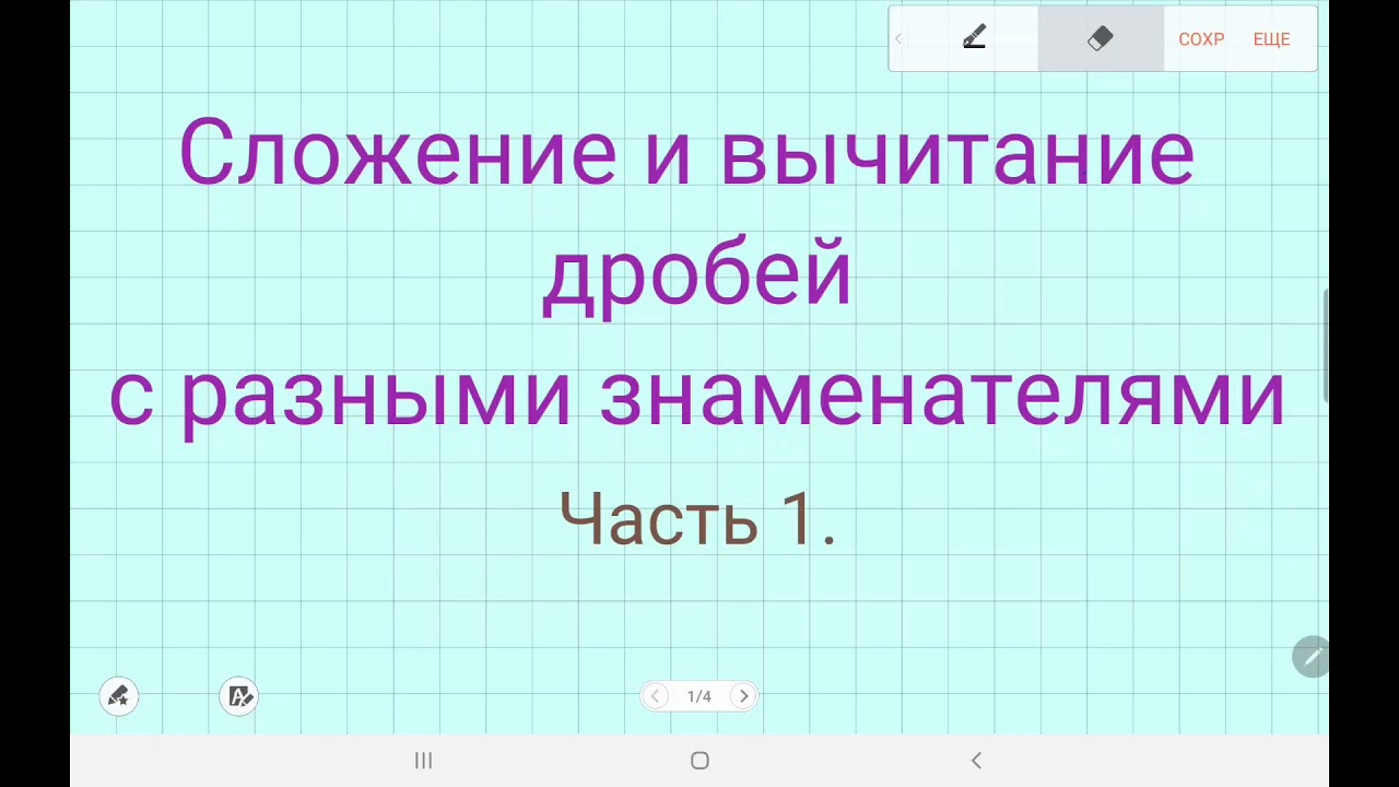 Сложение и вычитание дробей с разными знаменателями.
