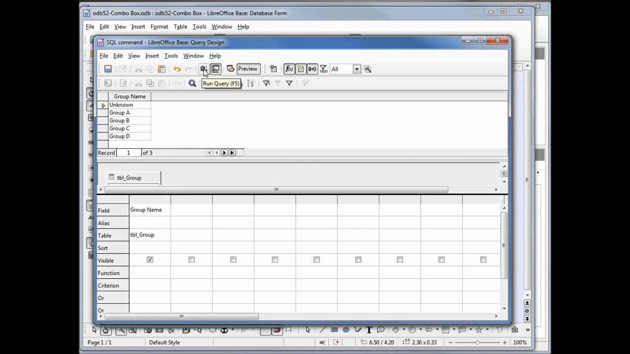 LibreOffice Base (52) Combo Box