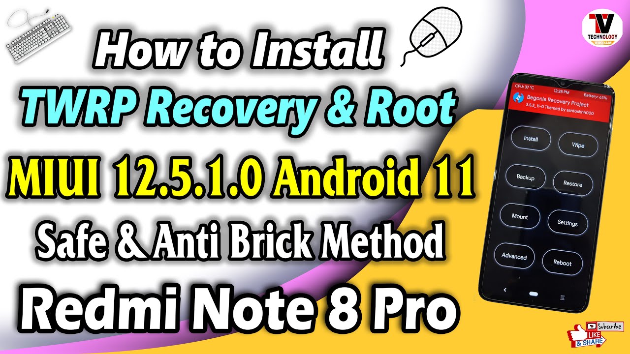 Install Official TWRP Recovery & Root on Redmi Note 8 Pro | MIUI 12.5 Android 11 | Anti Brick Method