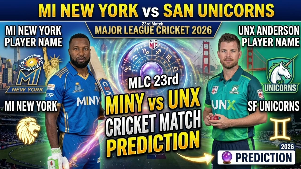 MINY vs SFU 23rd Match Prediction|MI New York vs San Francisco Unicorns MLC 2026 #mlc2026