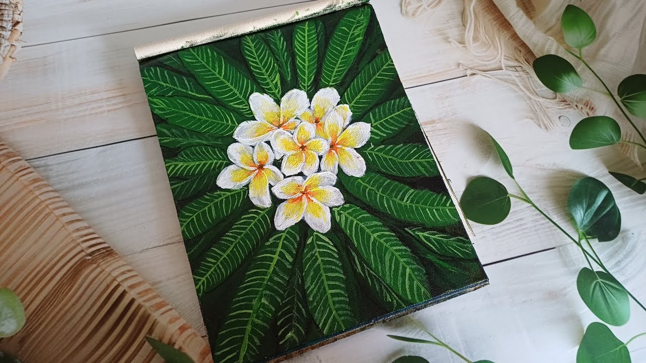 🌸 Plumeria Series: #1 The Classic White | Acrylic Painting Easy Tutorial for Beginners Canvas Art