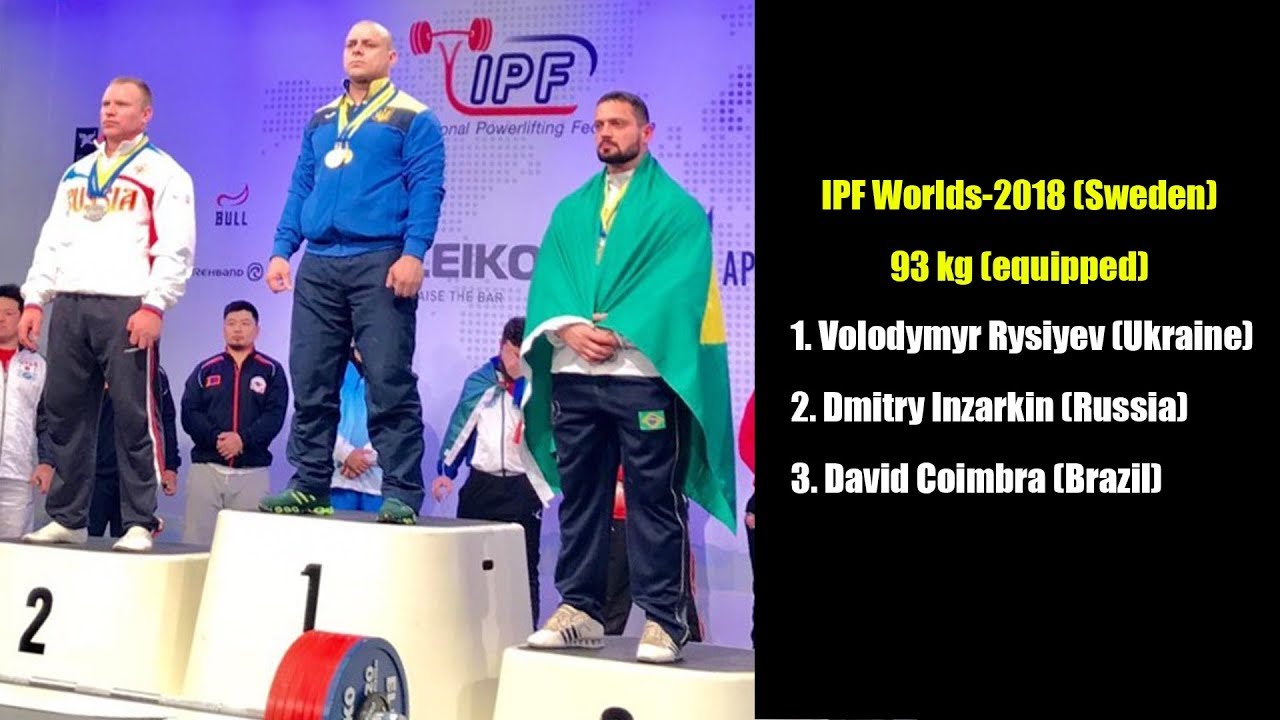IPF Worlds-2018, 93kg, Volodymyr Rysiyev - Dmitry Inzarkin - David Coimbra