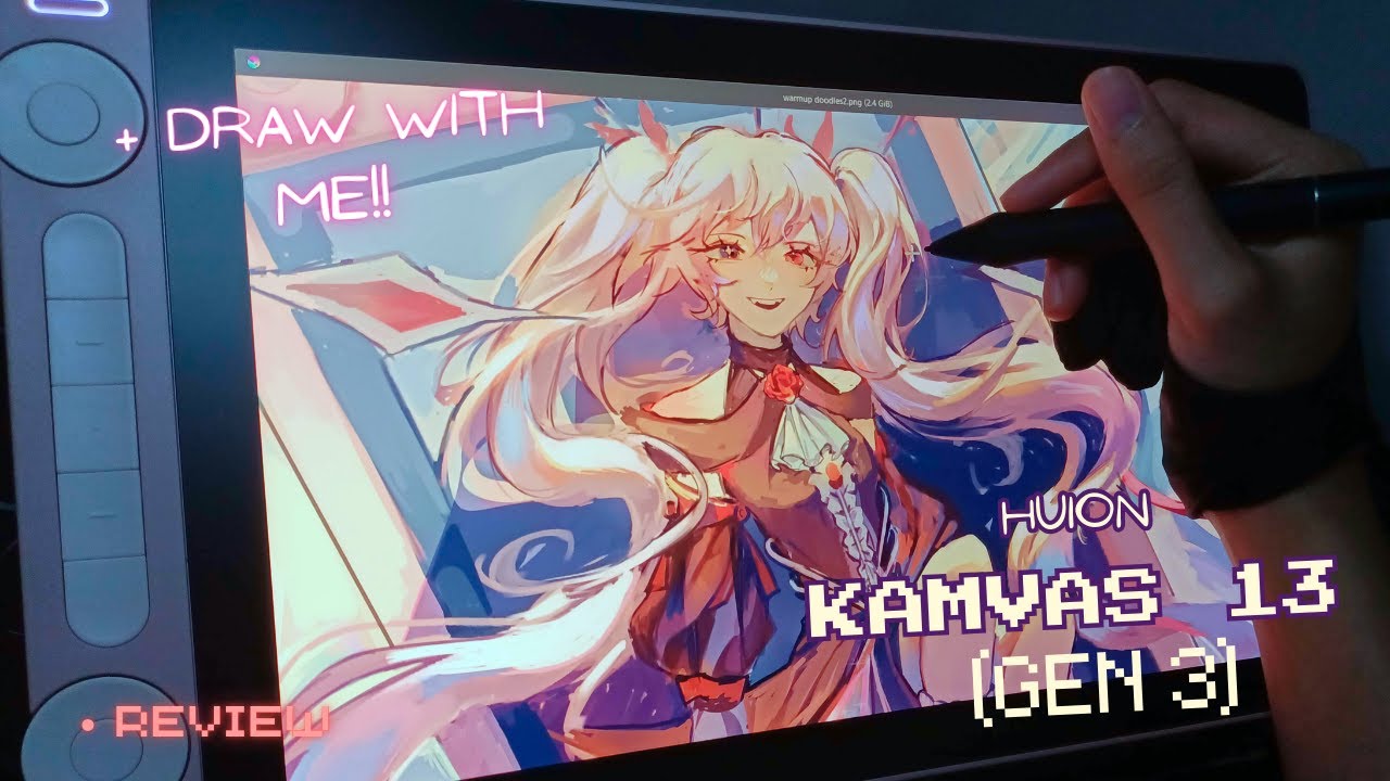 Draw w/ me! 🎀🍷 HUION Kamvas 13 (Gen 3)  review + unboxing asmr【Krita】