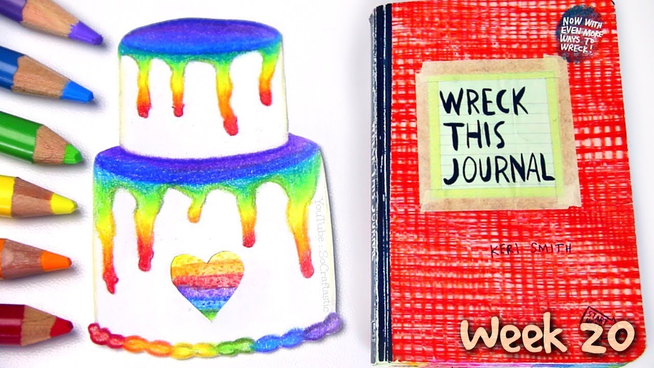 WRECK THIS JOURNAL 20 : Rainbow Layer Cake Drawing | SoCraftastic