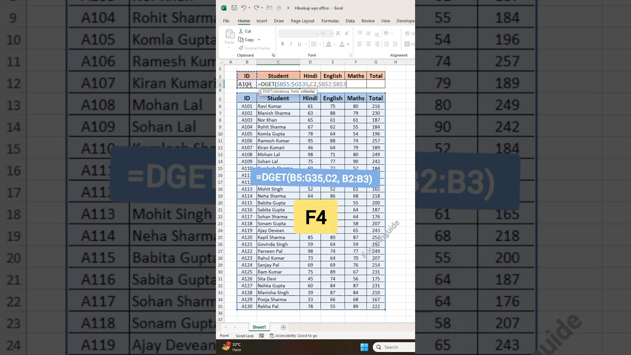 Excel DGET Function Explained 👨&zwj;🏫 | Get Specific Data Like a Pro  🔍 #focusinguide #exceltips #excel