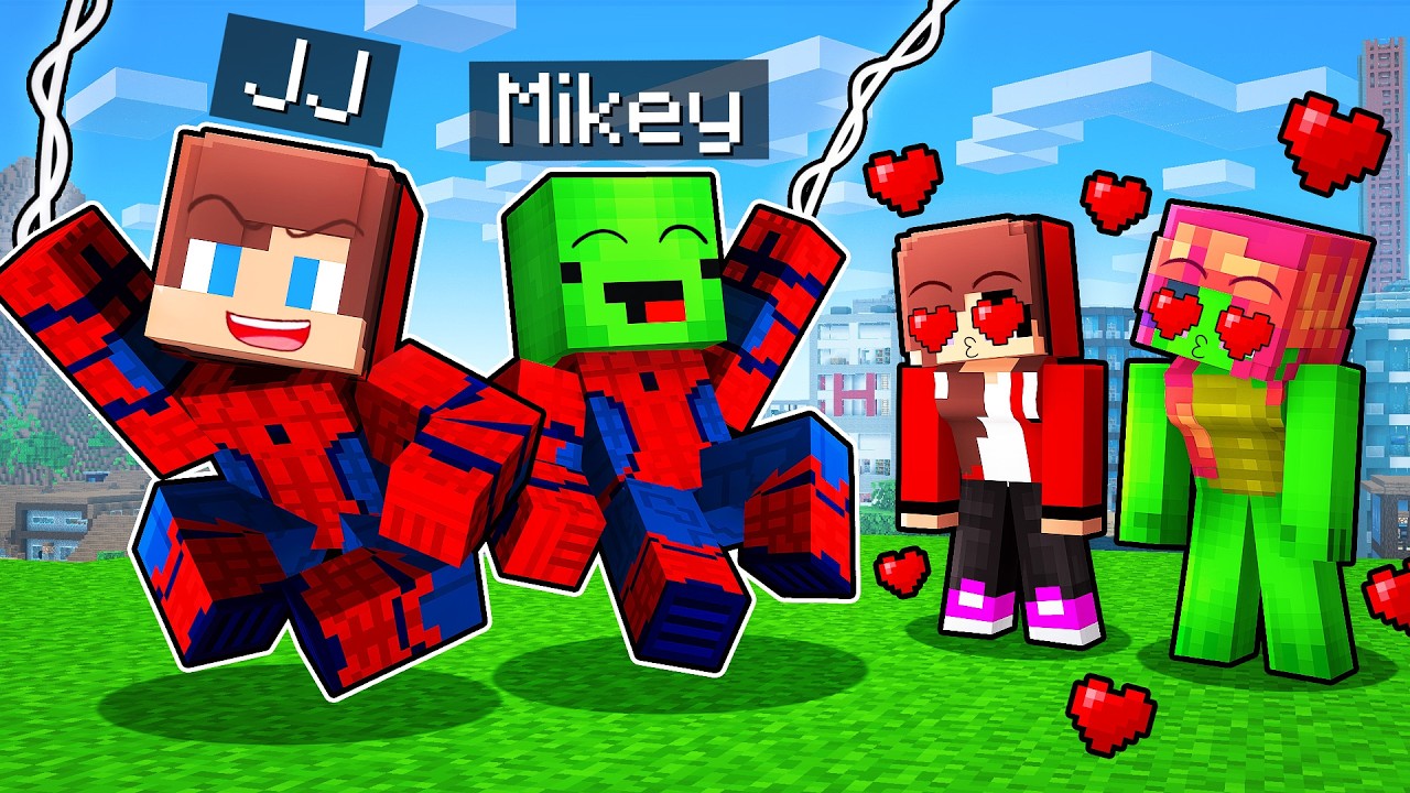 JJ and Mikey Girls FELL In love With SPIDERMANS (Maizen Animation)