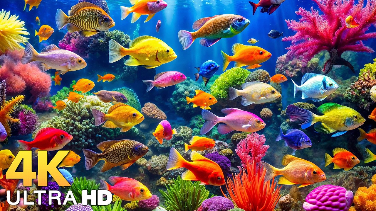 DREAM AQUARIUM 4K - Marine Life, Sea Animals and Coral Reef Fish Tank Sounds for Deep Sleep #12