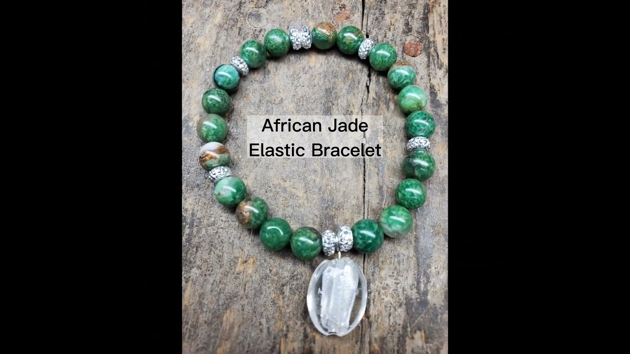 African Jade Stretch Bracelet #etsy #africanjade #elasticbracelet #stretchbracelet #handmadejewelry