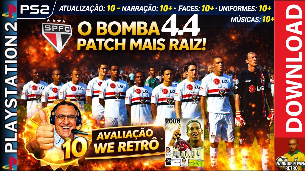 RELÍQUIA NOSTÁLGICA! BOMBA PATCH 4.4 (2008) BRASILEIRÃO A e B + GALVÃO BUENO PS2