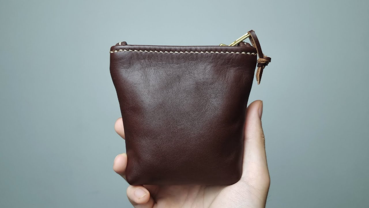Making a HANDMADE Small Zipper Pouch | FREE PATTERN | Leather Coin Pouch | Leather Craft